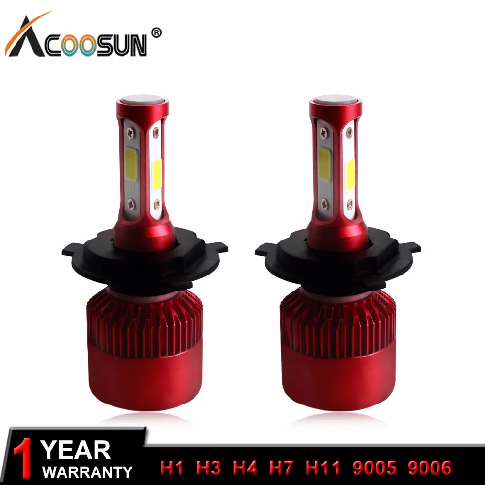 AcooSun 12V H4 светодиодный лампы для автомобилей с H7 головной светильник s H3 COB