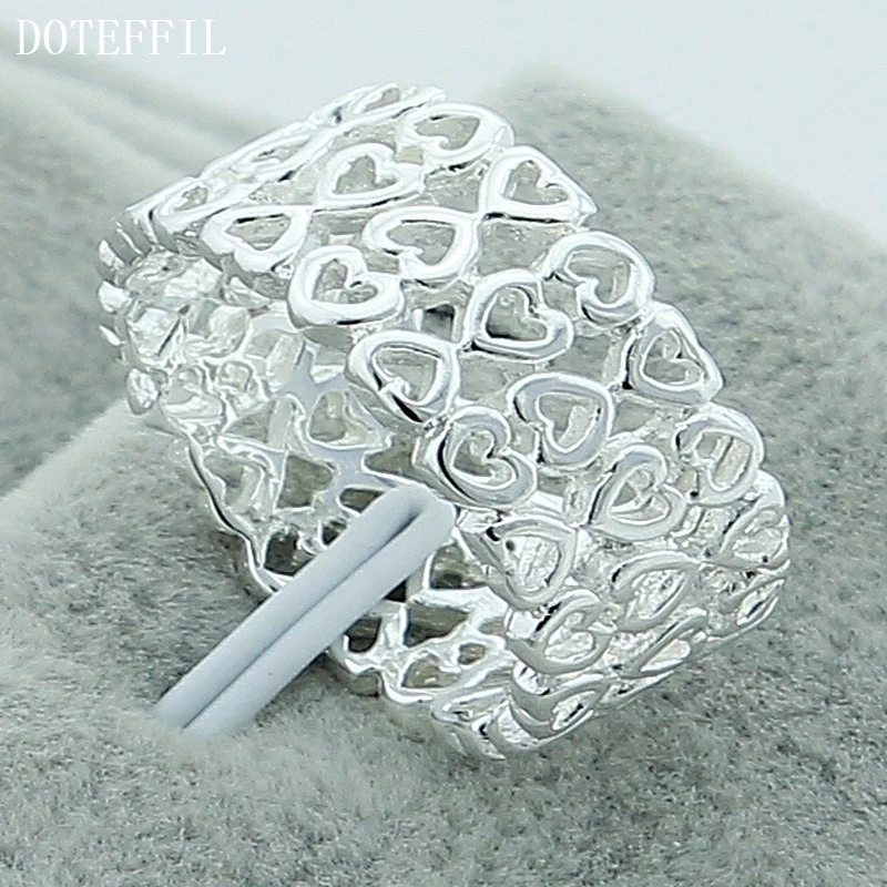 DOTEFFIL 925 стерлингового серебра полный дизайн сердца кольцо для женщин Свадьба