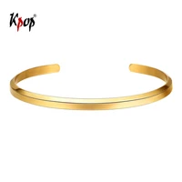 kpop open bangle bracelet stainless steel goldsilver color simple cuff bangle for women diameter 55mm 63mm h3336