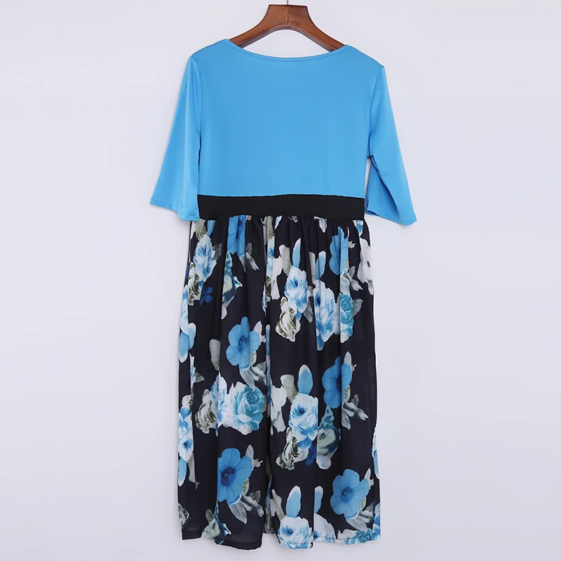 Для женщин Винтаж цветок платье Половина рукава О образным вырезом мыть плюс