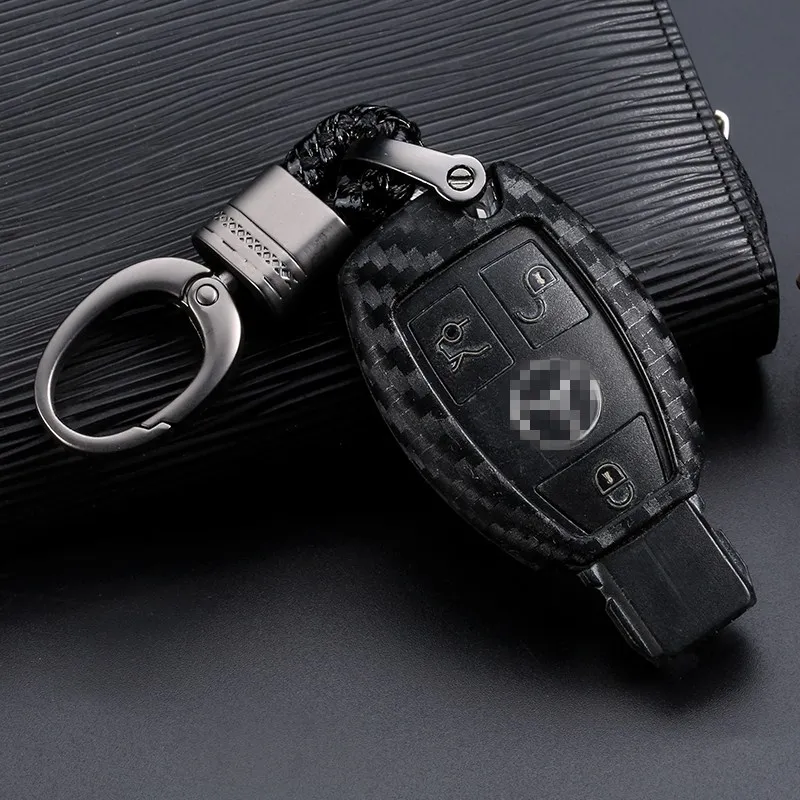 1pcs Carbon Fiber Pattern Silicone Car Key Case Cover For Mercedes-Benz C E S M CLS CLK GLK GL Class Keychain Accessories | Автомобили и
