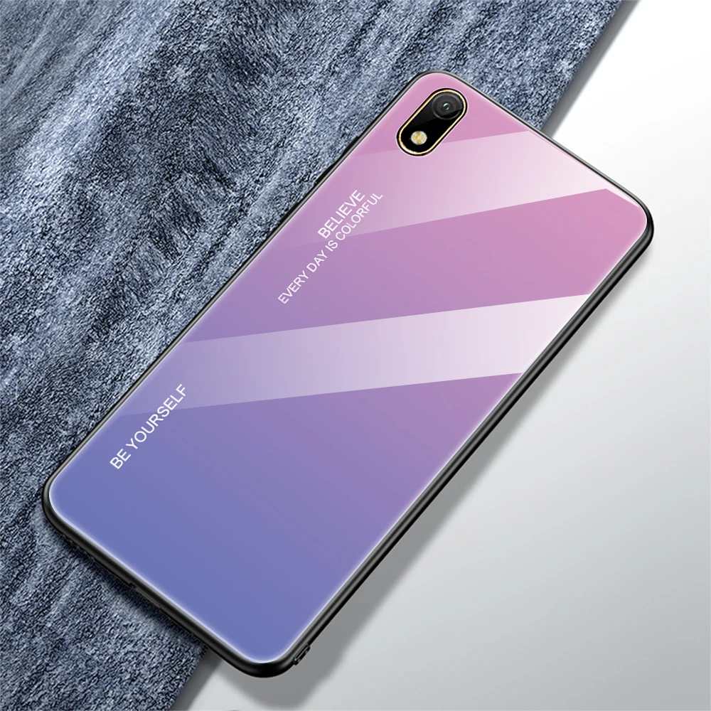 Для Honor 8 S 8 S Чехол градиентное закаленное стекло Жесткий чехол TPU силиконовая рамка жесткая стеклянная задняя крышка для Huawei Y5 противоударный