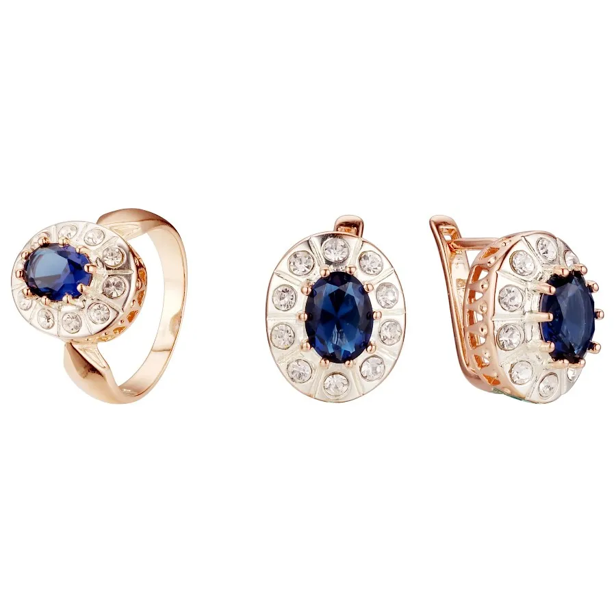 Blue ring size 8 Женские Ювелирные наборы, новая мода, розовое золото, цвет, женский ювелирный набор, женские свадебные ювелирные изделия, свадебные серьги+ кольцо, ювелирные наборы - Окраска металла: Blue ring size 8