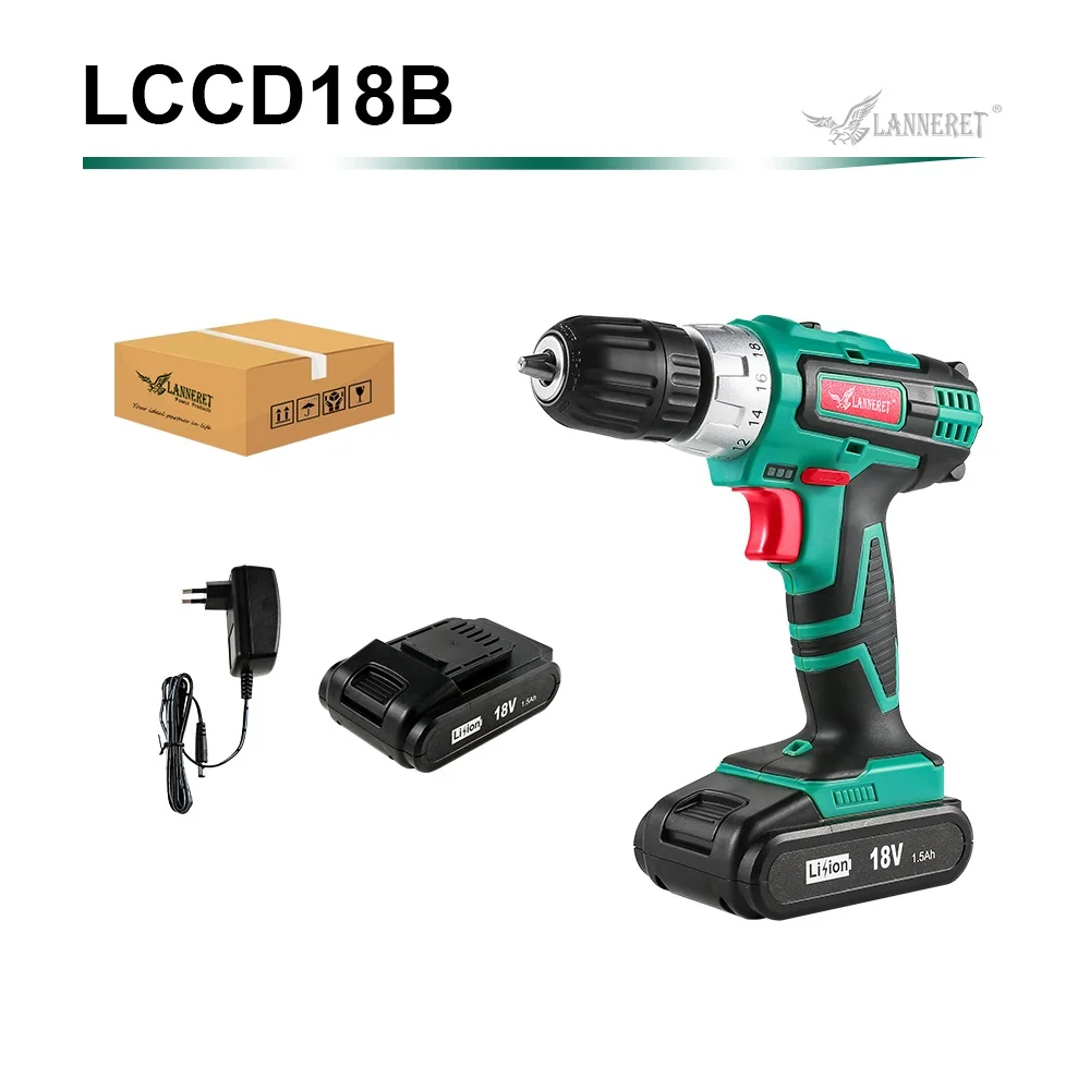 SET2 LANNERET 18V DC литий-ионный Батарея 3/8 дюймов 2-Скорость электрическая дрель мини отвертка бытовой Перезаряжаемые инструменты - Цвет: SET2