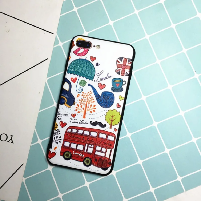 Милый чехол с 3D тиснением для Apple iPhone 8 Plus мультяшный рисунком 6s plus 7 Чехлы мягкий