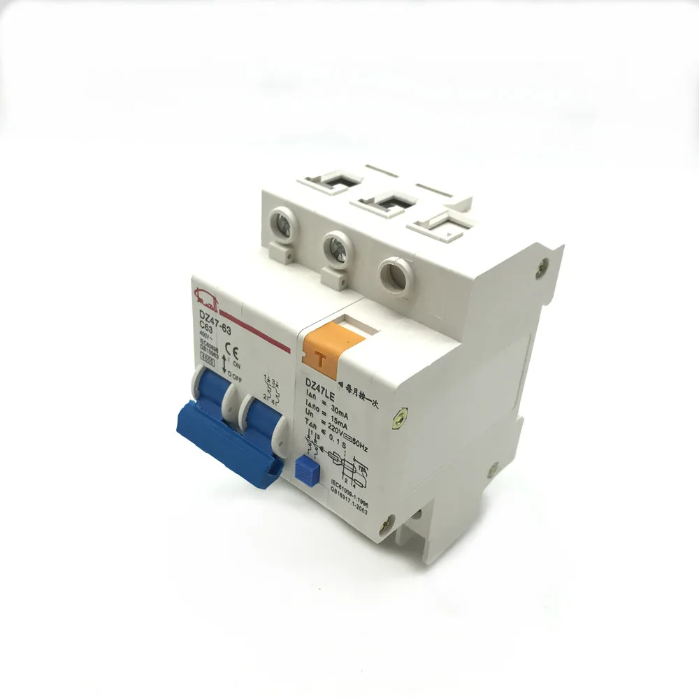 DZ47 63 DZ47LE 2P 16 63a 230 В ~ 50 Гц/60 Гц автоматический выключатель с защитой от перегрузки
