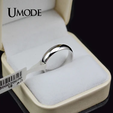 UMODE Полированные обручальные кольца с покрытием из белого золота для мужчин и