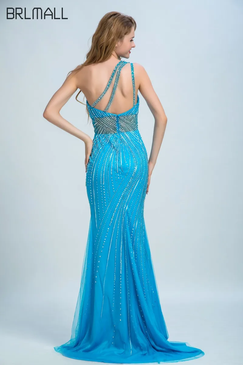 BRLMALL Сексуальная Одно Плечо Вечернее Платье Длиной до пола Дешевые Длинные Пром