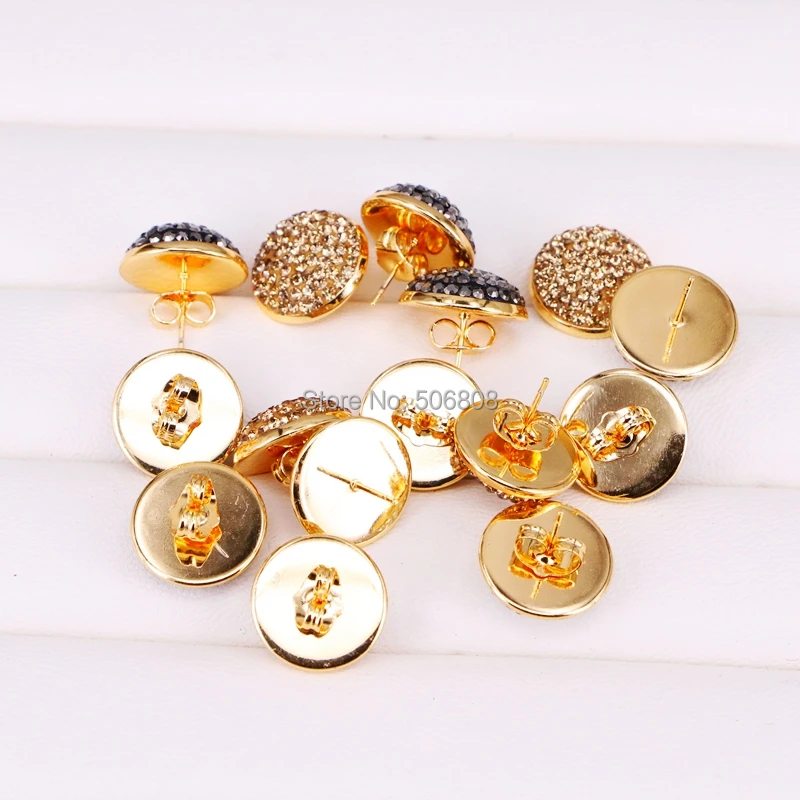 10 Pairs ZYZ296-8921 Gold color stud earrings pave rhinestone fashion jewelry | Украшения и аксессуары