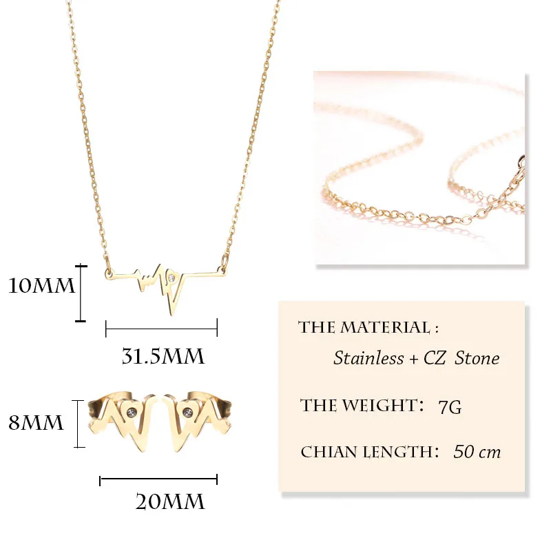 Модные Простые Сердцебиение Сердце Комплект Ювелирных Изделий Из Нержавеющей