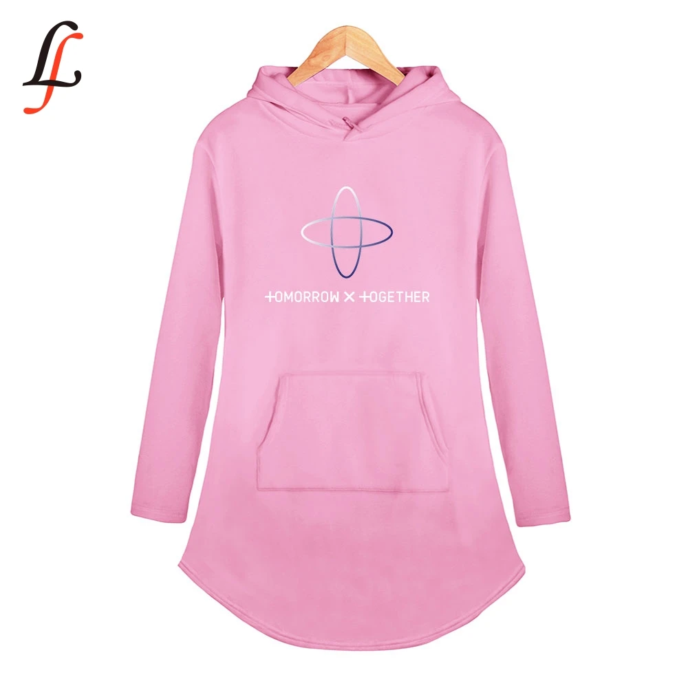 Kpop TXT tomorrow together Tops Personality Sport Casual Hoodie Dress Summer Fashion Woman Party Night Long Square Up Streetwear | Женская