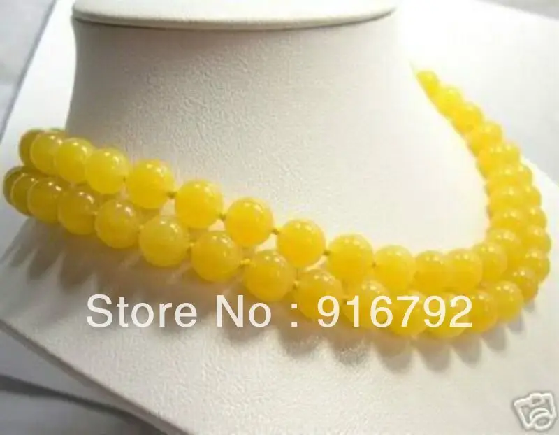 

free shipping >>>>>Natural Chinese Yellow stone 12mm Beads Necklace 34"