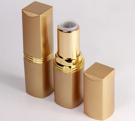 50 pcs/lot aluminum lip stick tube 5g, mould fill lip rouge case gold color