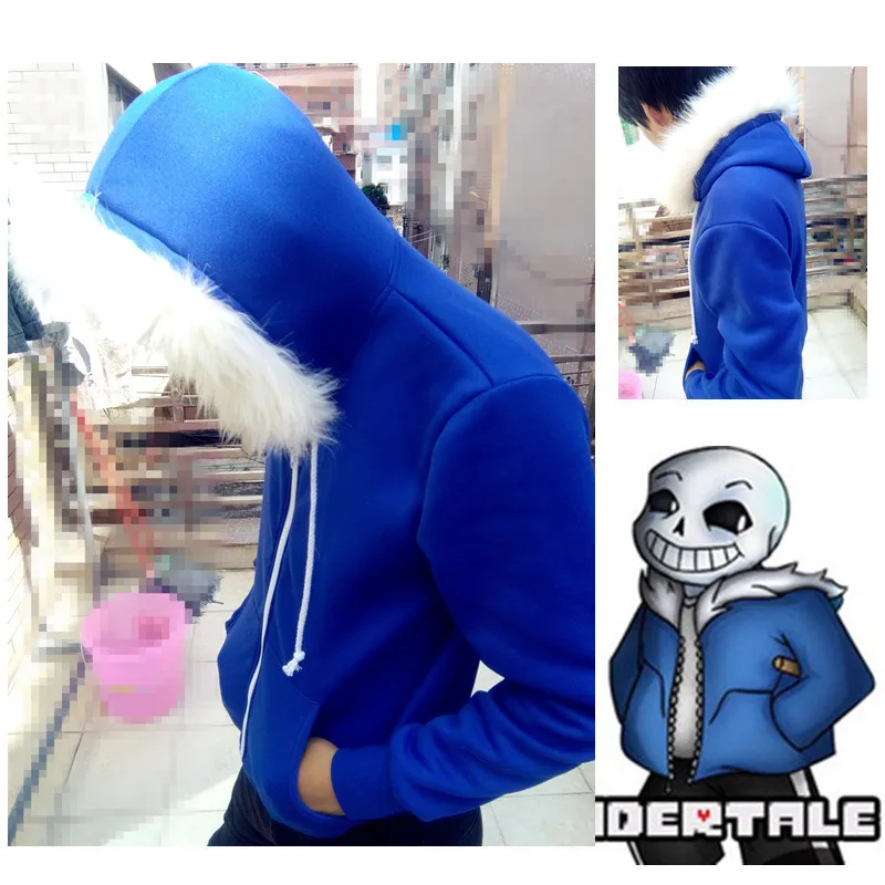 Аниме игра Undertale sans blauw Пальто Косплей куртка kostuum унисекс толстовки с капюшоном