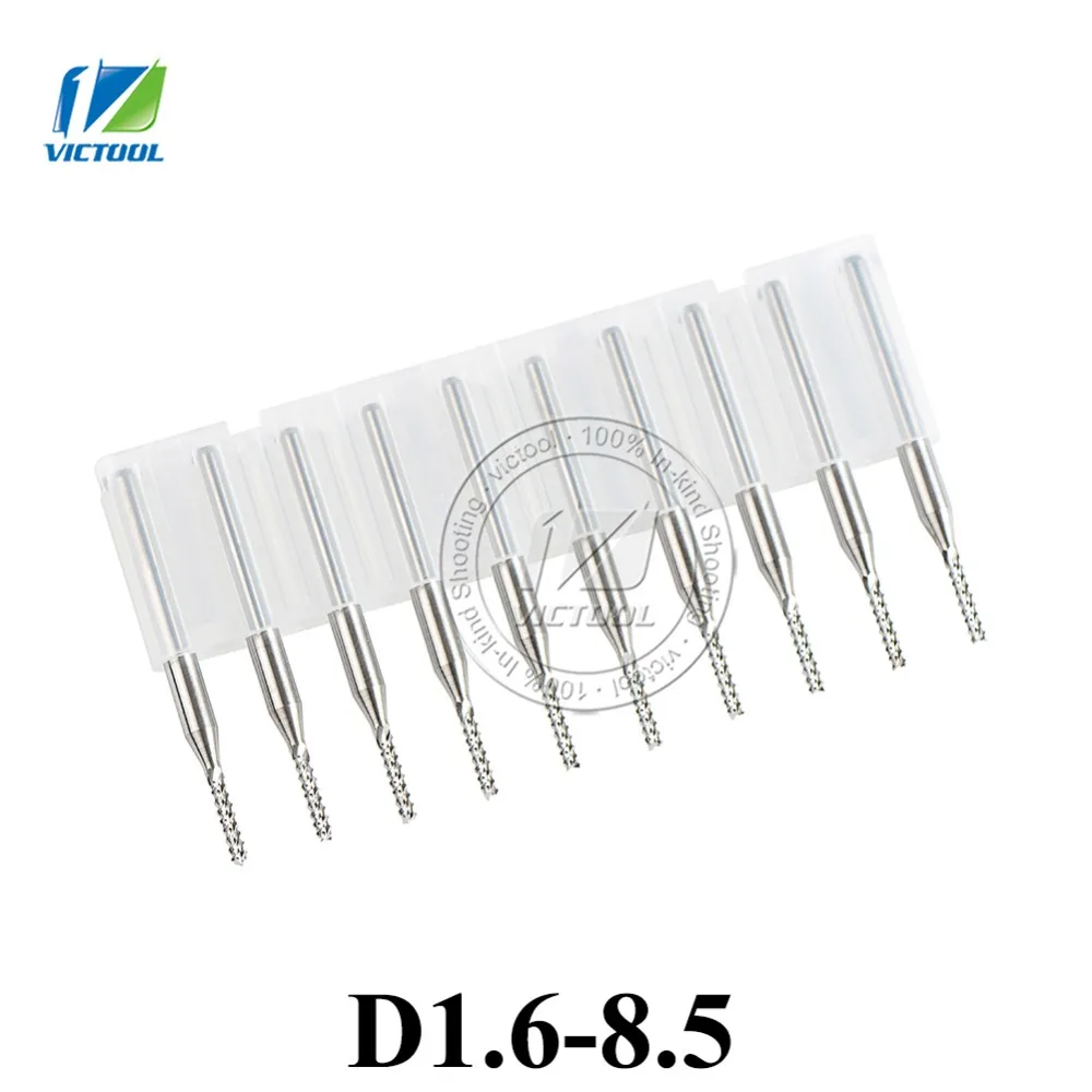 

10pcs/set Solid Carbide End Milling Cutter Bits D1.6-8.5mm PCB End Mills Free Shipping CNC Cutting Milling Tools
