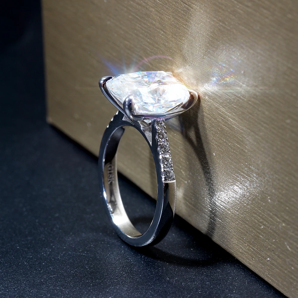 Transgems большой камень 14 K 585 белого золота 5ct карат 9X11 Подушка FG Цвет обручальное кольцо для Для женщин свадебный подарок