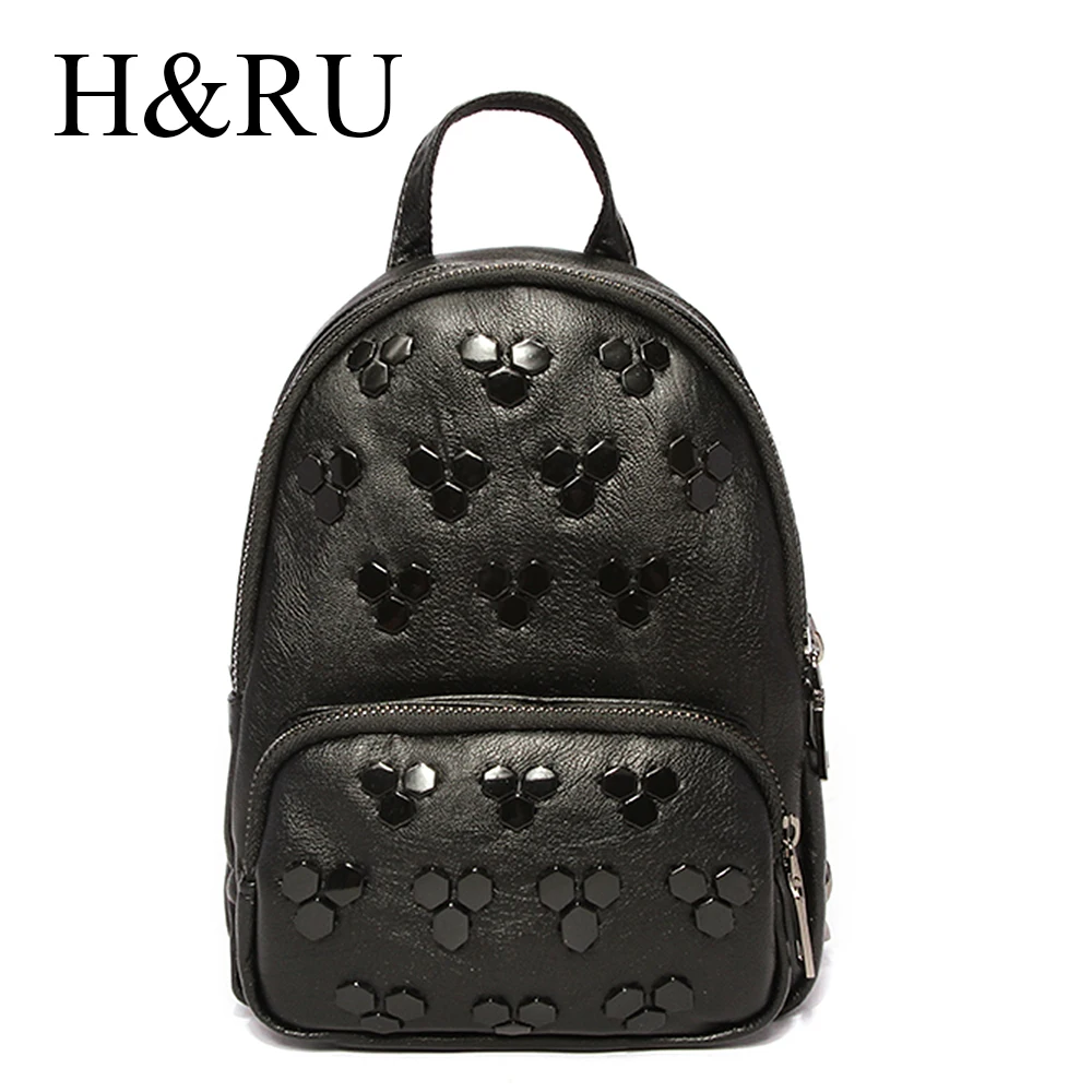 H & RU милые мини рюкзаки из эко кожи с заклепками Kawaii сумка для женщин женская