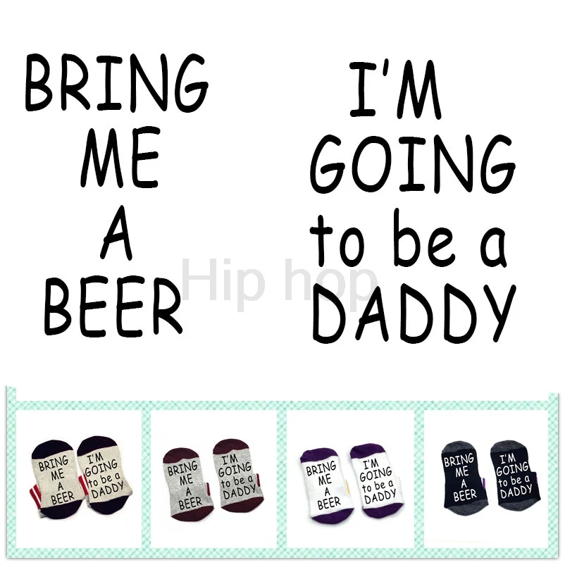 Носки с надписью Bring me a beer I'm to be daddy хлопковые эластичные удобные носки унисекс