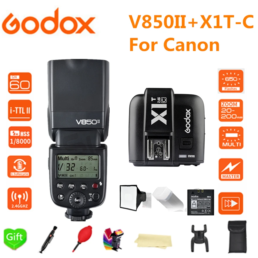 Godox V850II GN60 2 4G Беспроводная система X Speedlite литий ионная батарея вспышка с