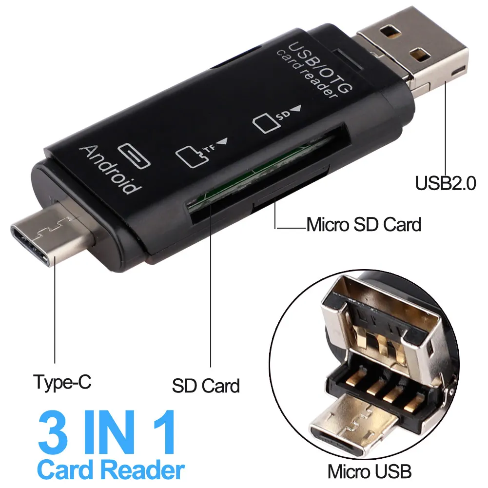 Адаптер для карт Type C и Micro USB OTG 3 в 1|Картридеры| |
