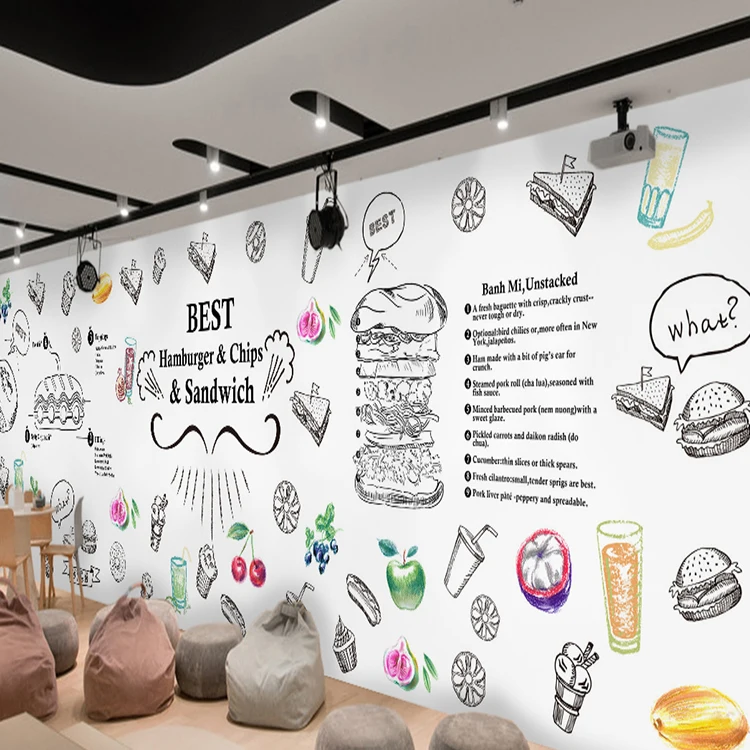 

3D photo wallpaper 3D stereo custom personality wallpaper mural bread cake shop tea store snack restaurant wallpaper
