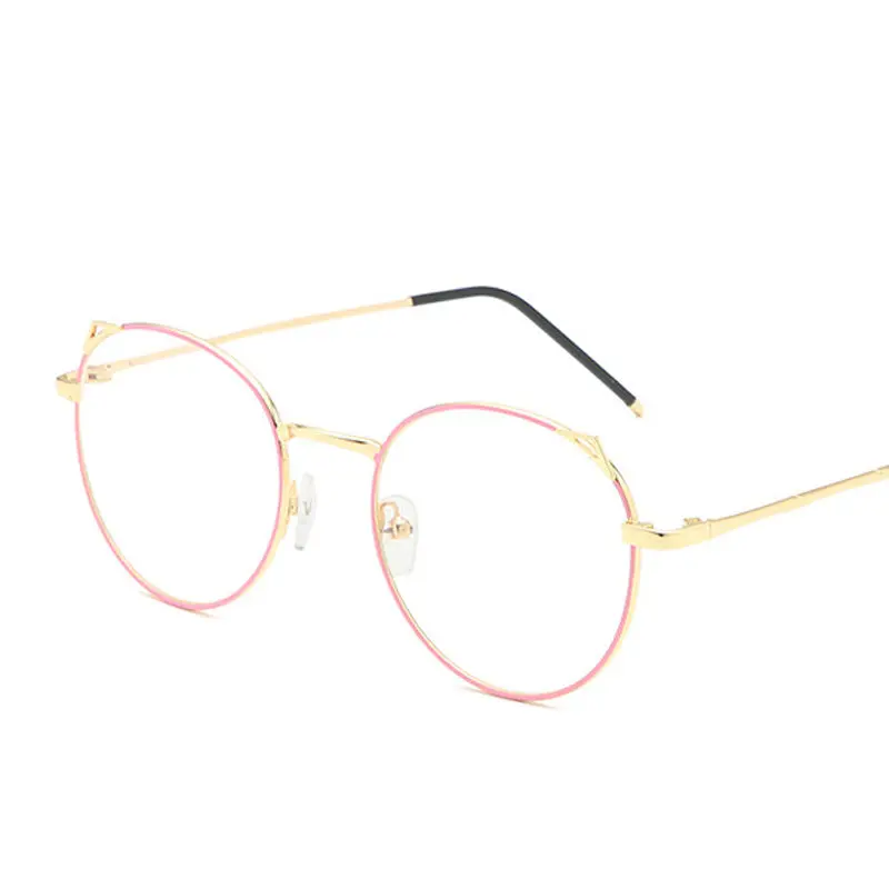 Gold Pink Seemfly очки для чтения, мужские и женские кошачьи уши, металлическая оправа, круглые очки для дальнозоркости, Анти-усталость, модные очки для чтения - Цвет оправы: Gold Pink