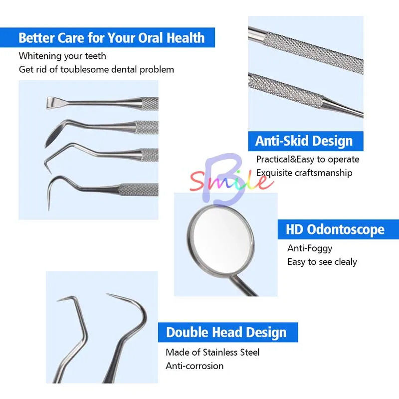 

Dental Tool Set Stainless Steel Tooth Scraper Wax Carving Dentist Tool Kit Explorer Probe Picks Mirror Teeth Clean Oral Care