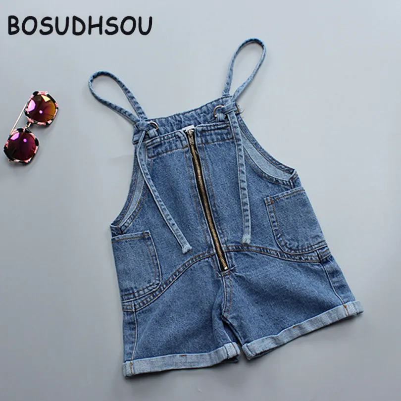 Bosudhsou/Осенние Комбинезоны для маленьких девочек джинсовые штаны модные детские