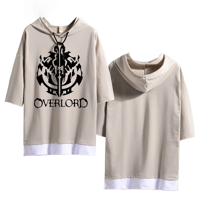 Модная футболка персонаж аниме Overlord косплей с коротким рукавом Толстовка женская мужская Повседневная рубашка с капюшоном летние топы 3 вида цветов - Цвет: 01