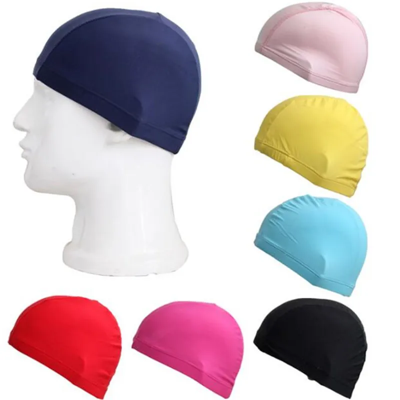 50p Adult Women&men Pure Color Swimming Caps,Protect Ears Long Hair Sports Swim Pool Hat,Teen Boys&Girls Elastic Lycra Swim Cap