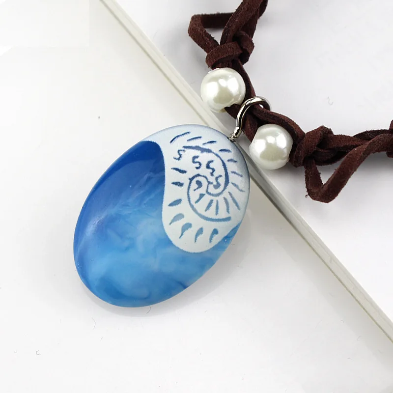 2017 Moana Ocean Rope Chain Necklaces Blue Stone &amp Pendants Leather Suede Choker Necklace for women Girls jewelry | Украшения и