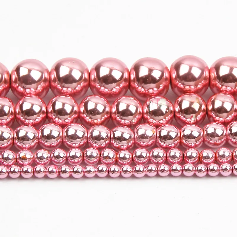 Круглые Бусины Из Гематита и розового золота 3/4/6/8/10 мм|Бусины| |