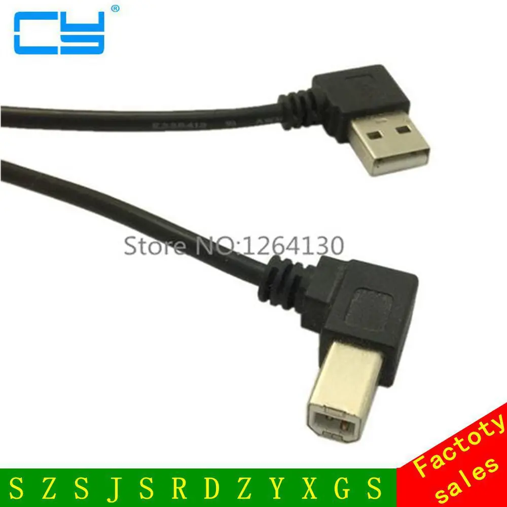 0 5 м левый Угловой USB 2 A штекер на угловой B 90 градусов кабель для принтера