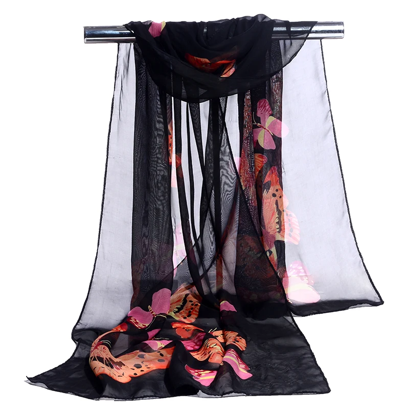 2017 Новый Модный шифоновый шарф с бабочками Летний Пляжный Солнцезащитный