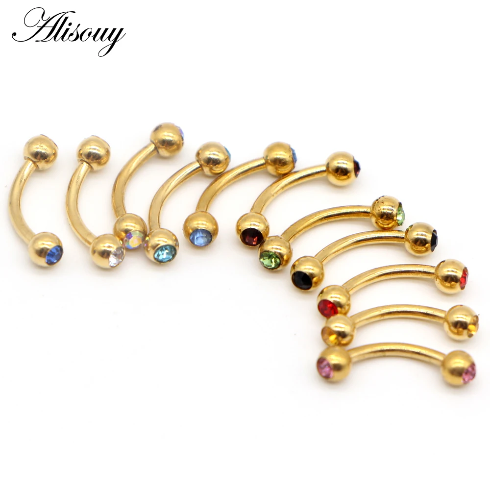 Alisouy 1PCS Surgical Stainless Steel Eyebrow Nose Lip Captive Bead Ring Tongue Piercing Tragus Cartilage Earring Body Jewelry