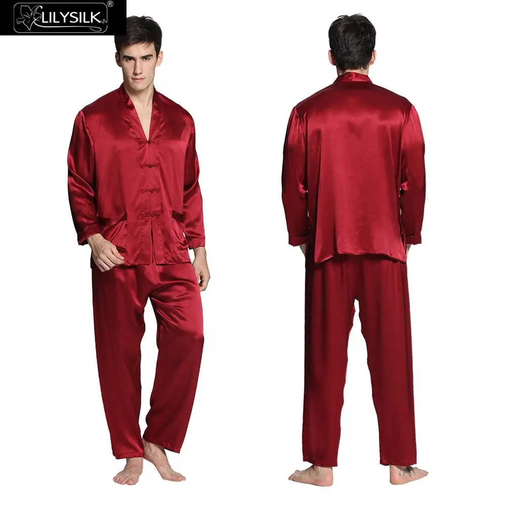 LilySilk пижама мужская шелковый домашняя одежда для мужчин белье костюм 22 Momme