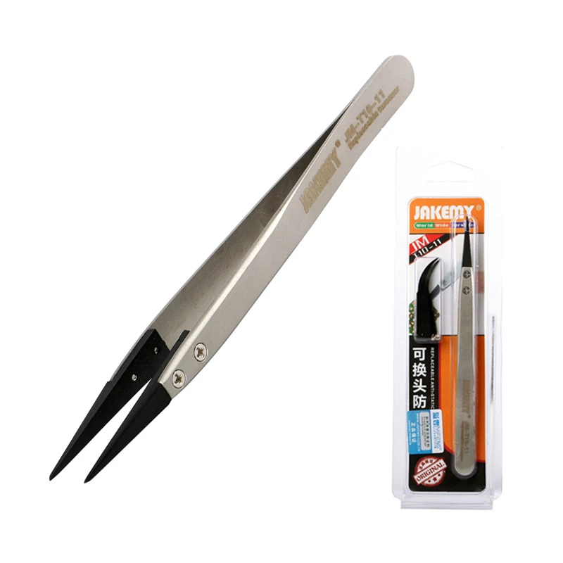 

Anti-static ESD Safe Precision Tweezers Replaceable Head Curved Tweezers Electrician Repair Tools Ferramentas
