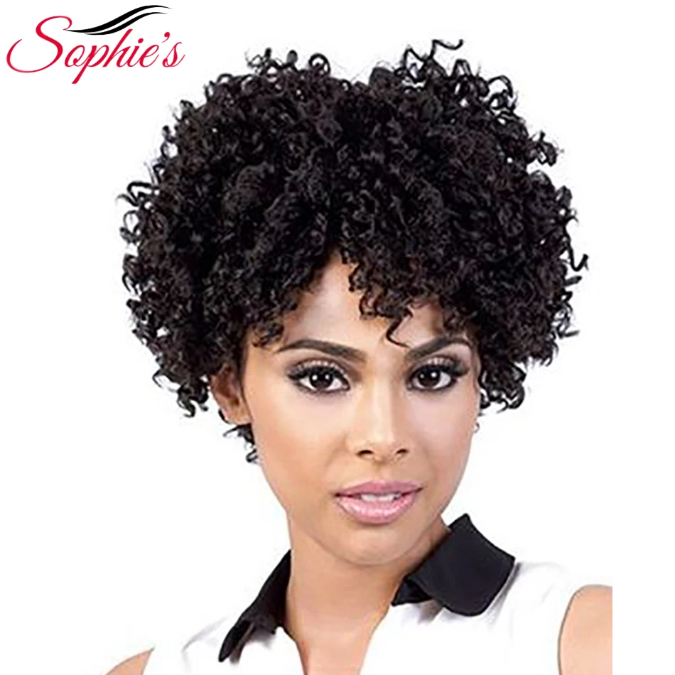 Короткие курчавые вьющиеся человеческие волосы софи парики для женщин