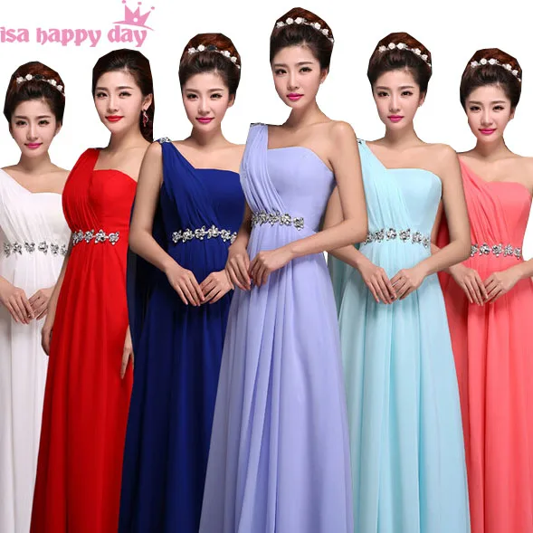 Ярко синее Бордовое платье на одно плечо для женщин подружки невесты размера