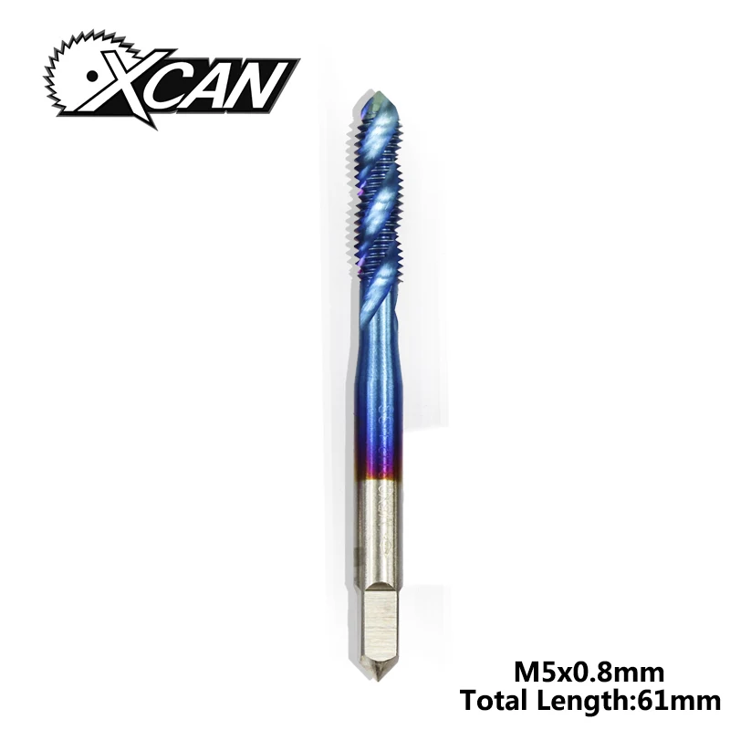 XCAN 1 шт. HSS M2-M6 метрический винт кран резьба кран нано синее покрытие спиральный кран сверло - Цвет: M5x0.8