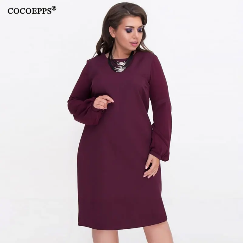 Cocoepps большой Размеры Для женщин кружевное платье осень зима теплое с длинным