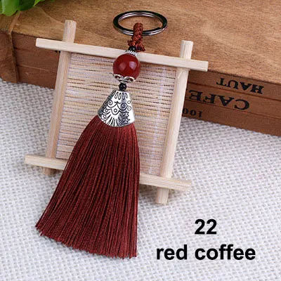 22 red coffee Брелок с кисточками декоративный шелк DIY кисточка шелковая кисточка швейная ткань аксессуары бахрома отделка для DIY кулон кисточкой сумка Декор - Цвет: 22 red coffee