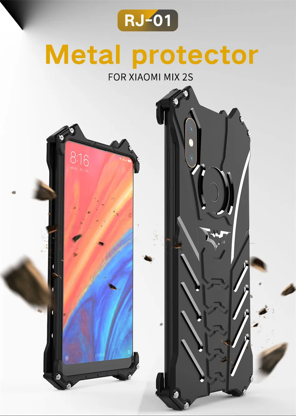 Для Xiaomi mi Mix 2s чехол R-JUST Бэтмен Броня Алюминиевый металлический для Xiaomi mi Mix 2s mi x2s чехол противоударный