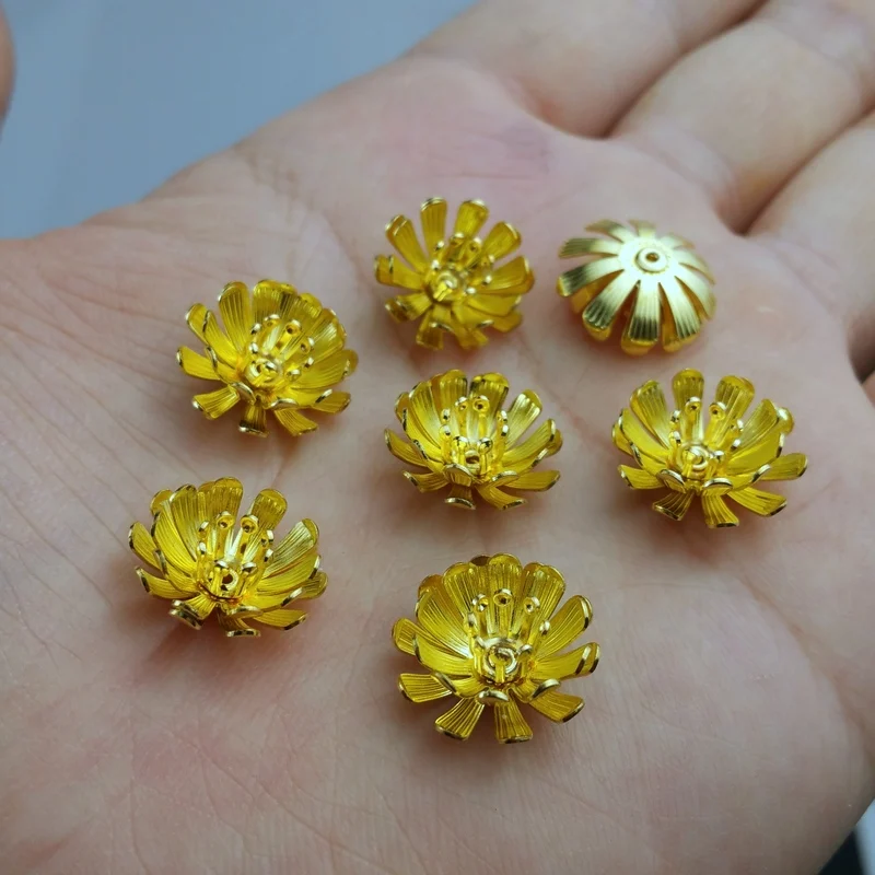 

10pcs/lot 15mm brass color filigree flower for earring Hand chain brooch accessories Jewelry DIY Components handmade