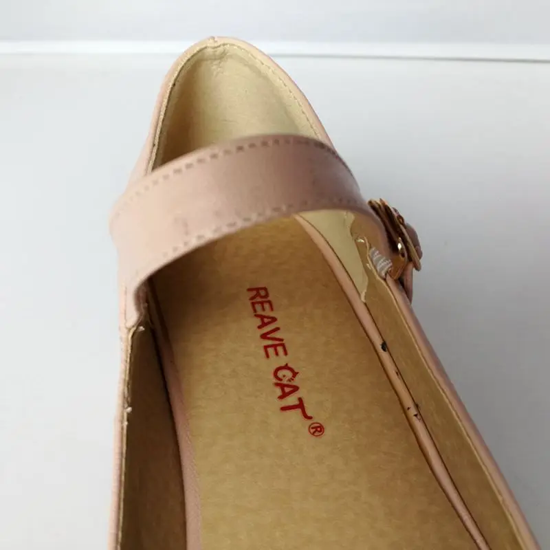 REAVE CAT/Женская обувь с пряжкой; Sapatos femininos; большие размеры 34-43; сезон весна-лето; женские босоножки на среднем каблуке; модная повседневная обувь; цвет синий, бежевый; QL4861