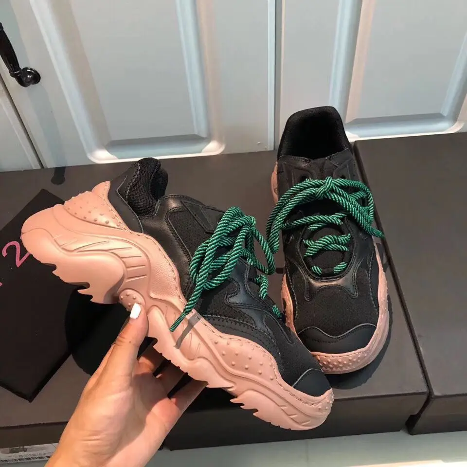 Buono Scarpe/женские брендовые кроссовки; повседневные кроссовки на толстой платформе; разноцветная обувь из натуральной кожи; женская обувь;