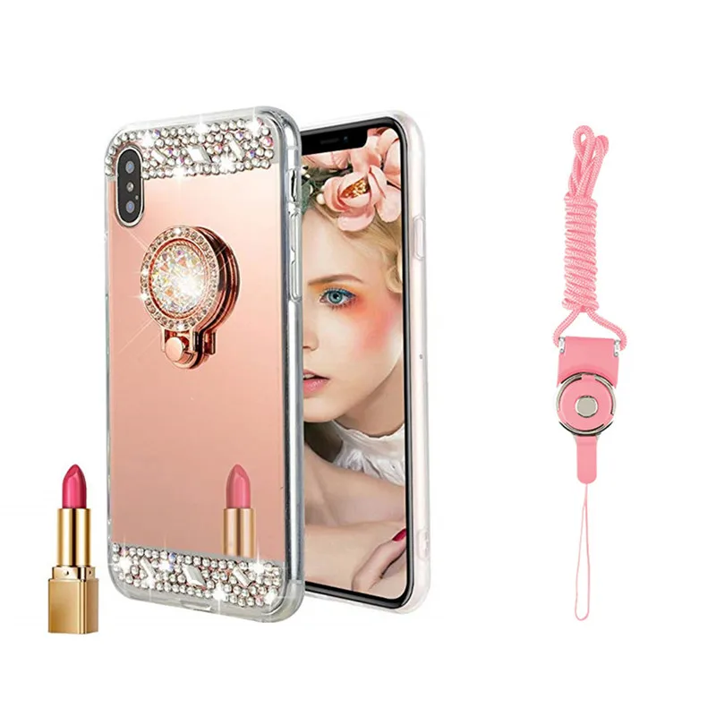 Для Xiaomi mi A2 Lite mi 8 Red mi 5 плюс 4a 4x Note 7 6 8 pro Чехол K20 Red mi 6 6a Примечание 5a 4 чехол для телефона mi rror кольцо с украшением в виде кристаллов крышка