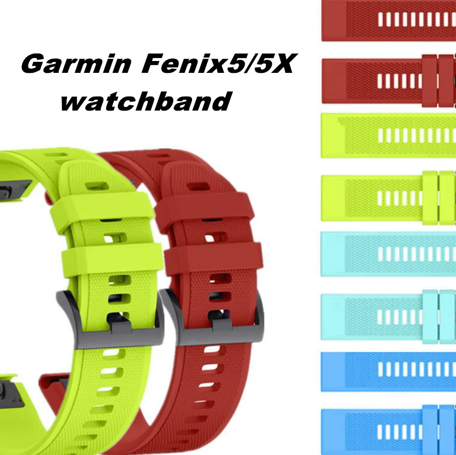 26mm Width Strap Sport Silicone Watchband With Quick Fit Wrist Band Garmin Fenix5X Remove Bracelet For Fenix 5X/3/3H | Наручные часы