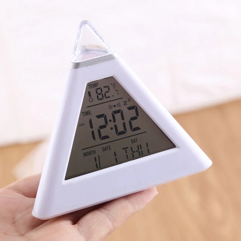 Цифровые светодиодные часы-будильник 7 видов цветов Изменение ночного освещения