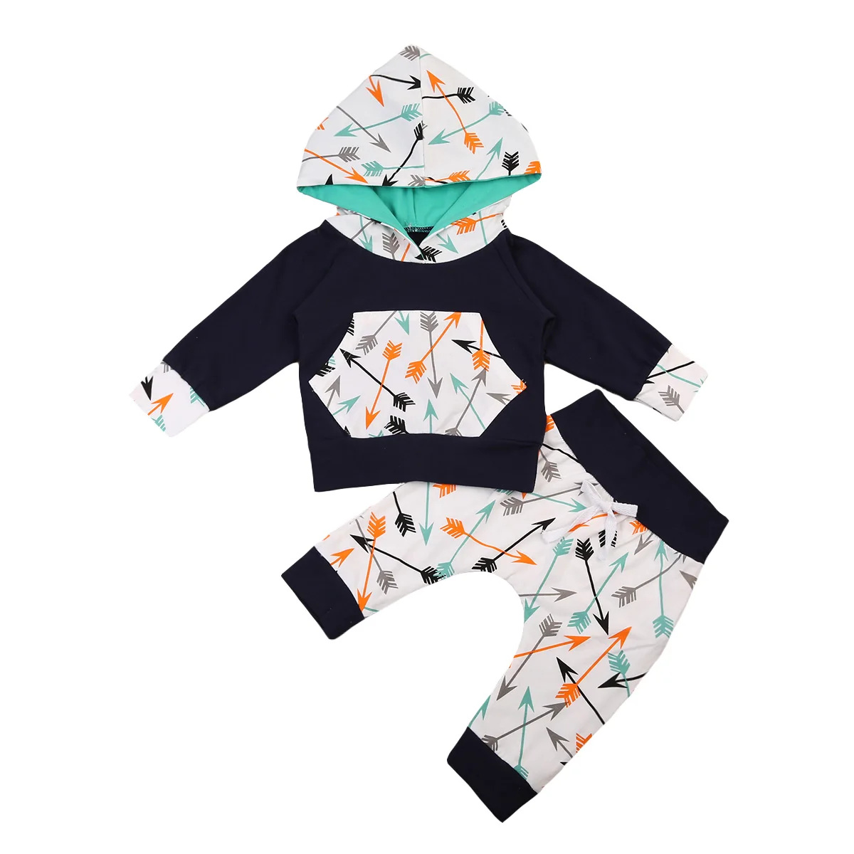 Emmababy New Fashion Newborn Baby Boys Girls Cotton Clothes Long Sleeve Hoodie+Pants Set Outfits |